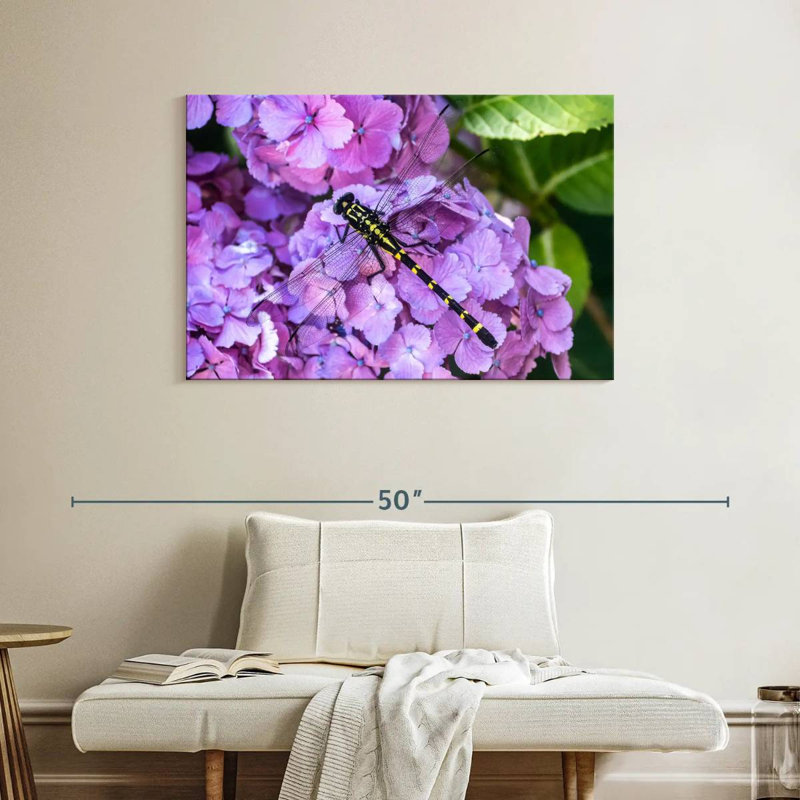 Brampt Dragonfly On Hydrangeas, 26" H x 39" W