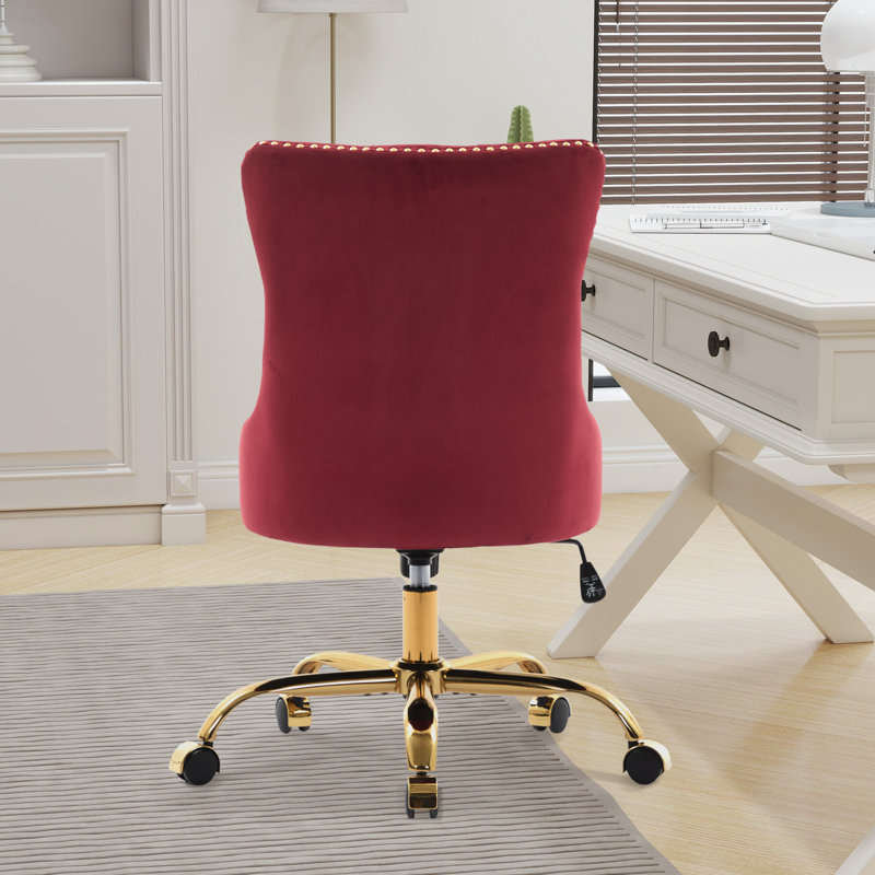 Chaise de bureau en velours, Rouge vin