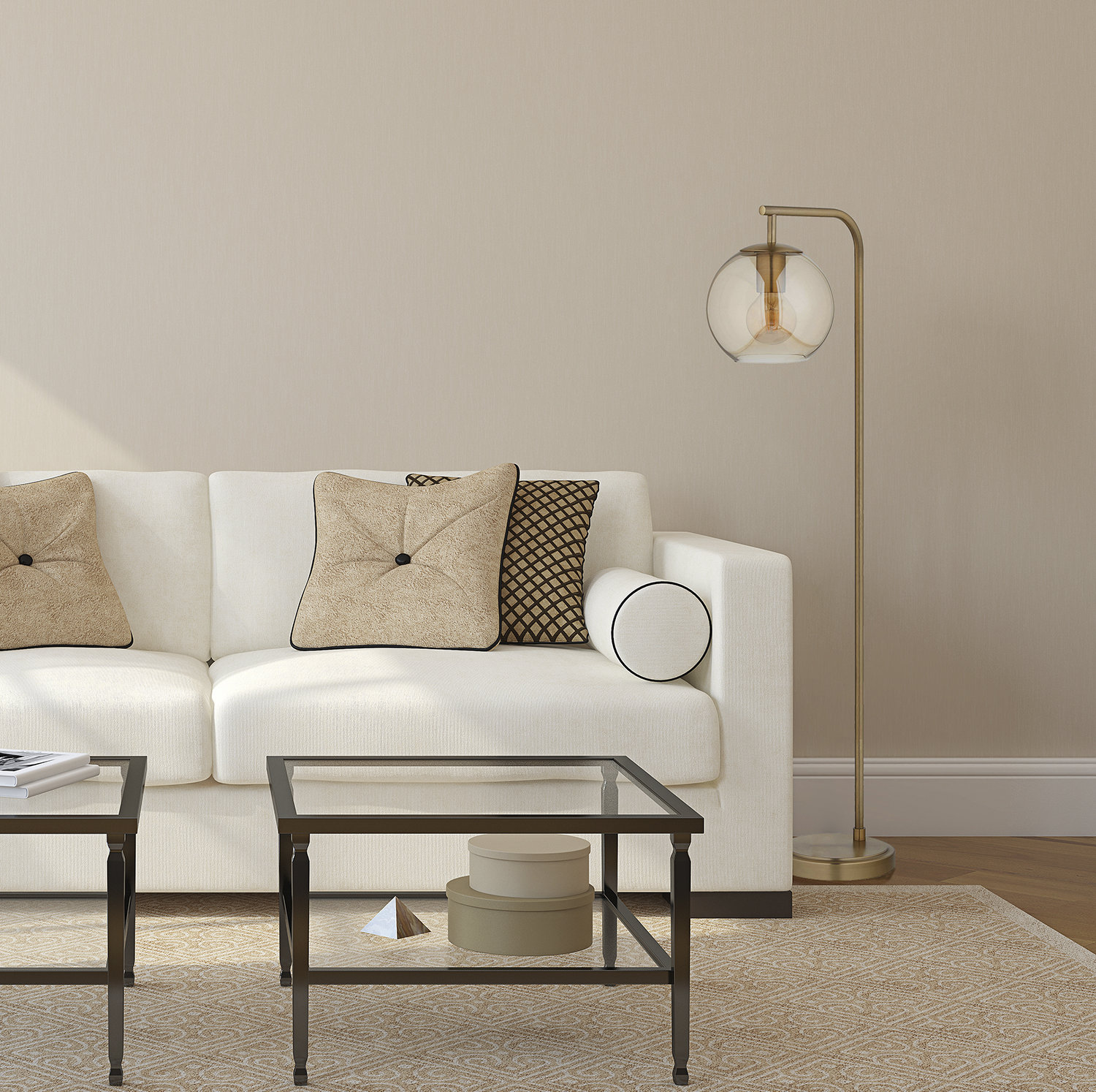 Claire 58.5'' Floor Lamp, Tinted Amber, Brass