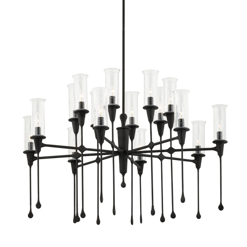 Lustre 16 lumières Chisel, Fer noir