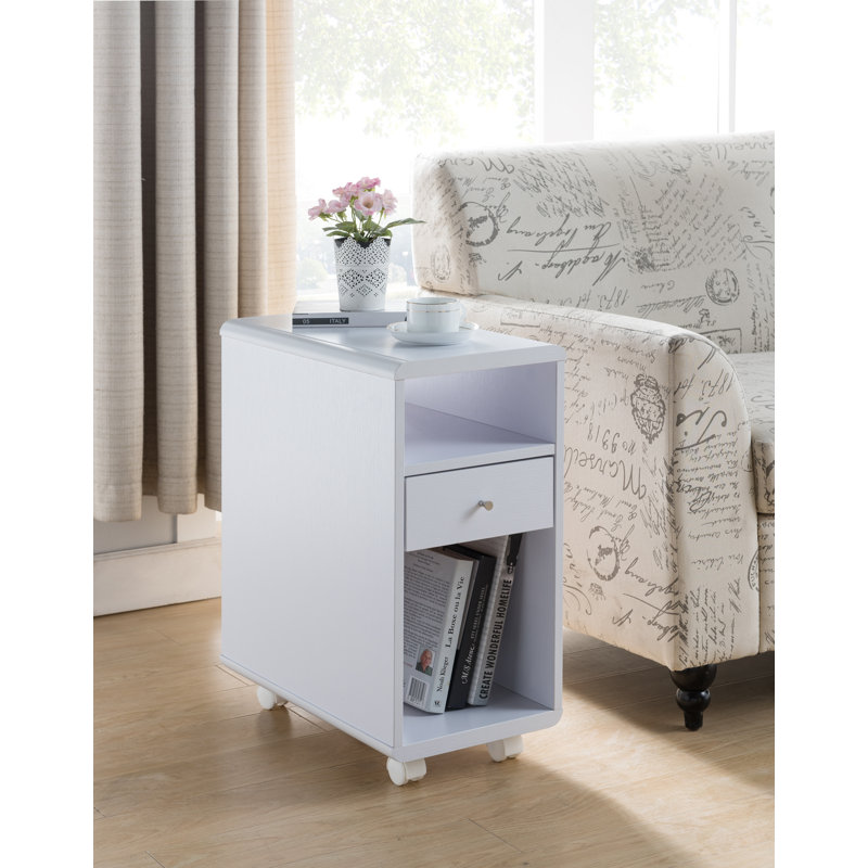 Duyen Side Table with Storage, White