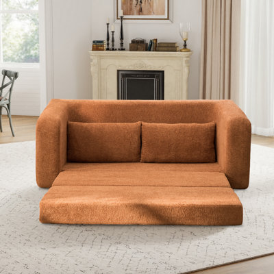 Boneless 71"W Chenille 2-In-1 Pull Out Sofa Bed,Convertible Loveseat With Pillow