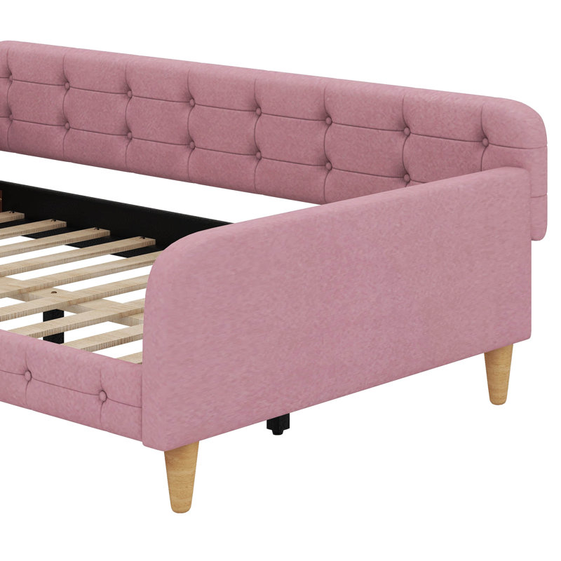 Upholstered Daybed With 4 Support Legs, Full/Double, Rubine