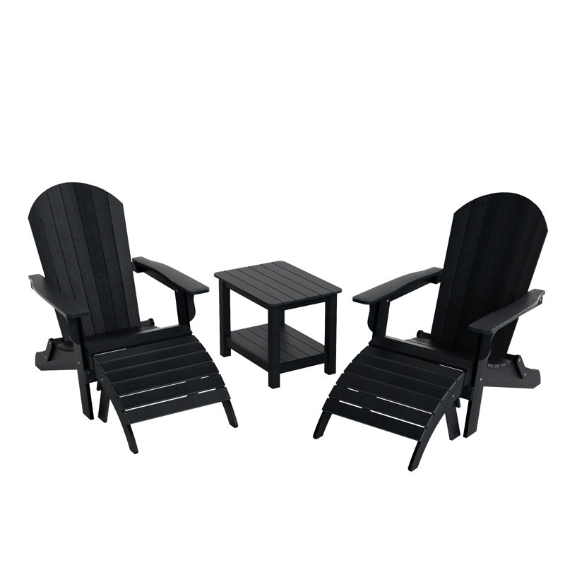 Arrlo Foldable Outdoor Adirondack Chair, Black