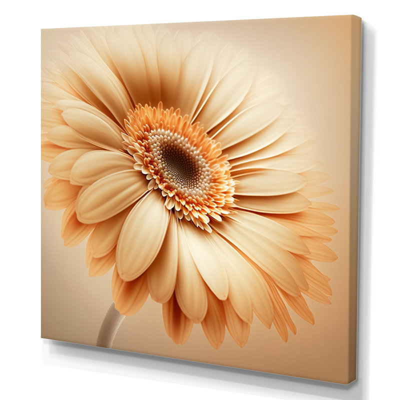 «Orange Gerbera Flower IV», reproduction sur toile, H 16 po x l 16 po x P 1 po, Toile tendue