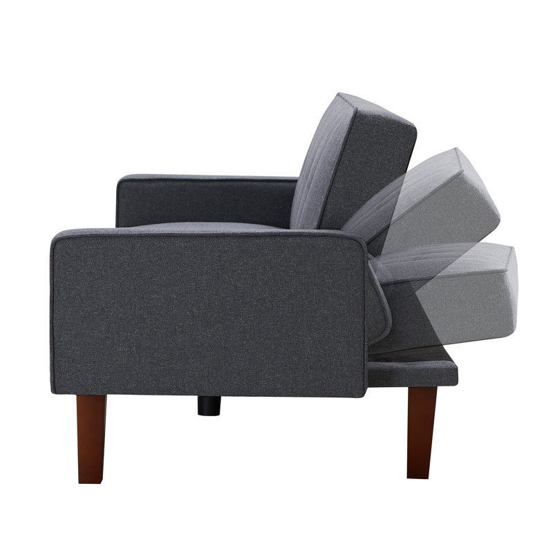 Eliga Upholstered 73.5'' Sleeper Sofa, Linen Gray