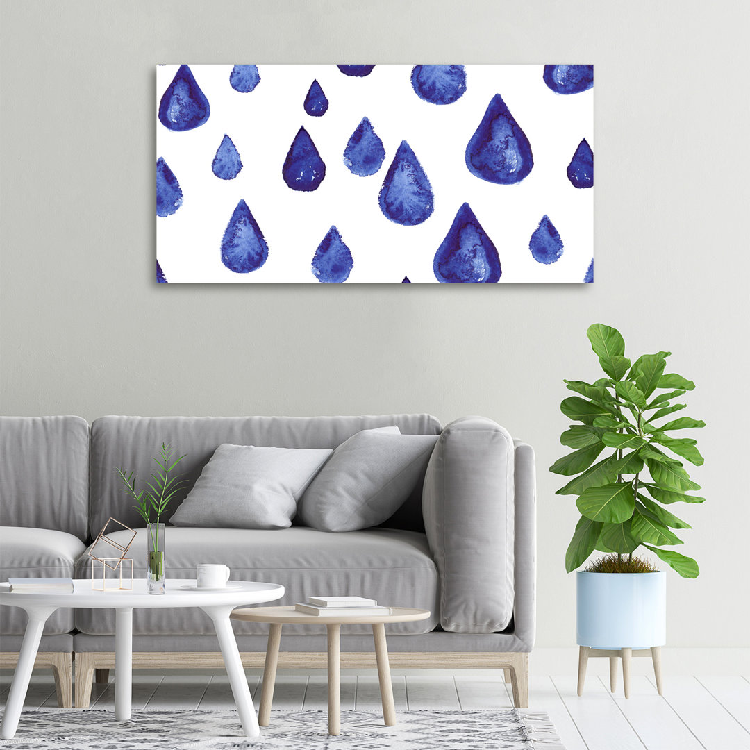 Blaue Tropfen - Kunstdrucke auf Leinwand - Wrapped Canvas