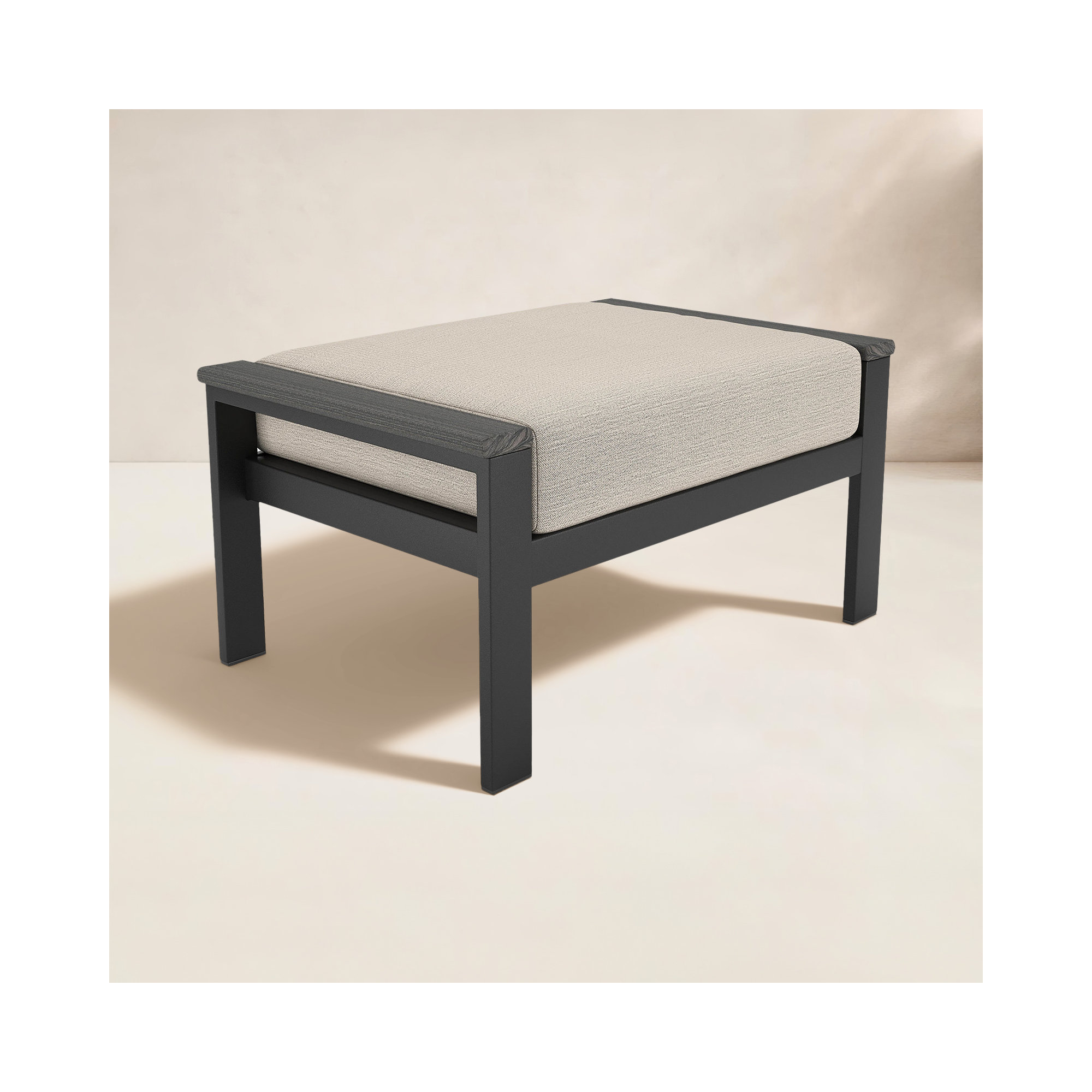 Townsend Outdoor Ottoman with Sunbrella Cushions, Cast Silver Sunbrella®