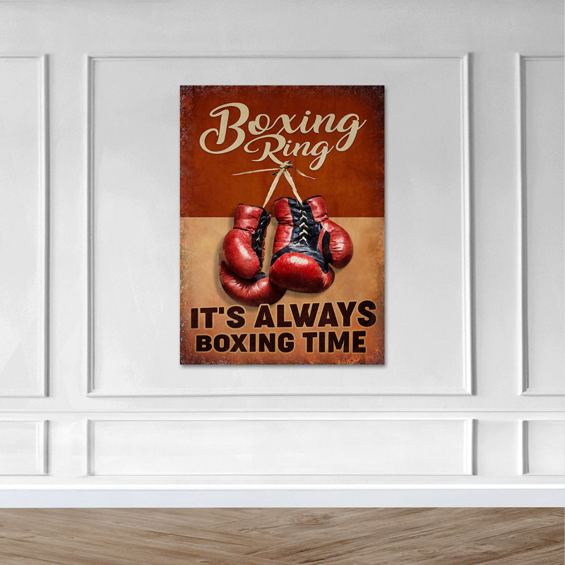 A Red Boxing Gloves - It's Always Boxing Time - 1 pièce, impression d'art graphique rectangulaire sur toile tendue