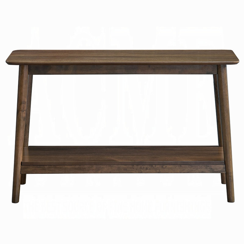 Fexy Sofa Console Table, 48 Inch Top With Lower Shelf, Walnut Brown