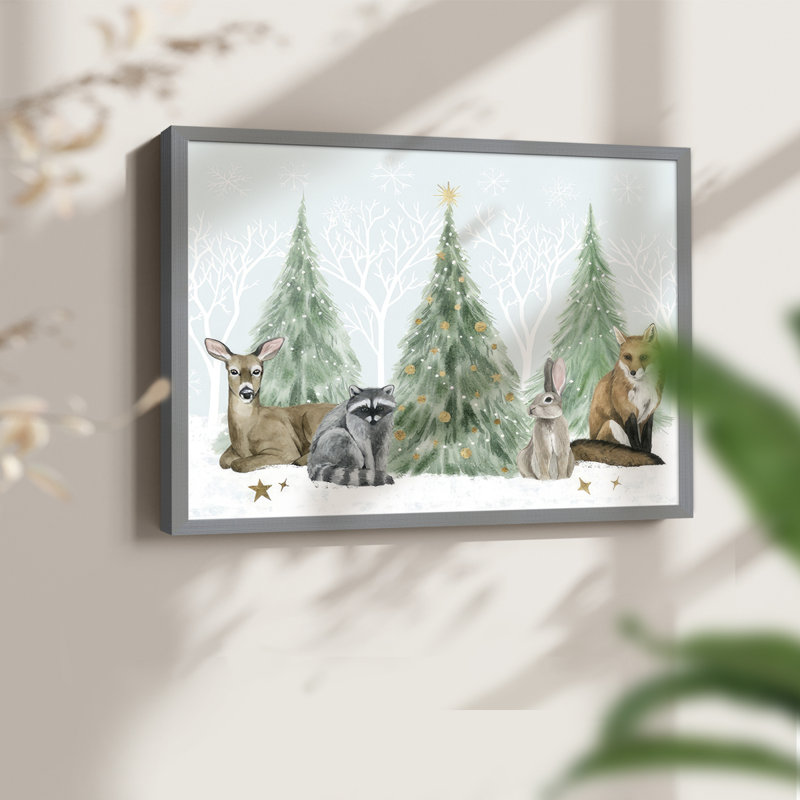 «Christmas in the Forest Collection A», reproduction encadrée - Restickable, H 8 po x l 10 po, Gris