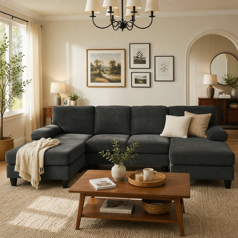 Canapé Nubby Upholstery, Polyester gris foncé