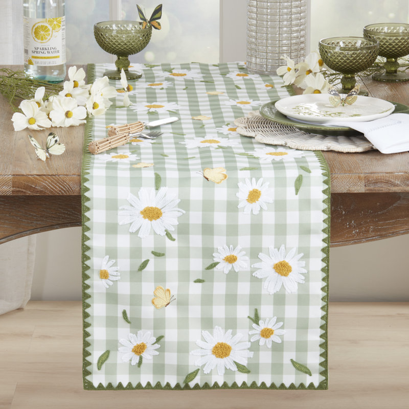 Chemin de table brodé Gingham