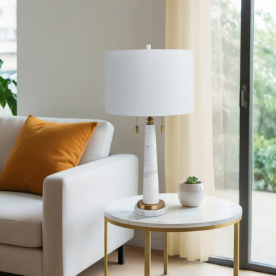 28" Moorestown Marble Table Lamp, White