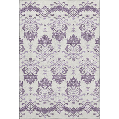 Premium Machine Washable Prisco Purple Rug