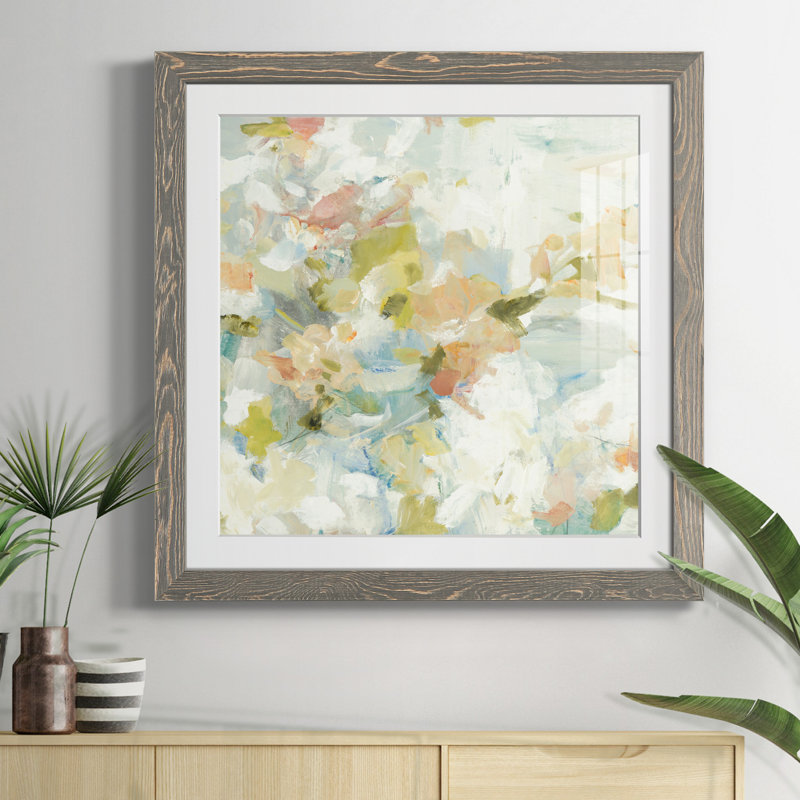 " Floral Blush II ", Grey Framed, 24" H x 24" W x 1" D