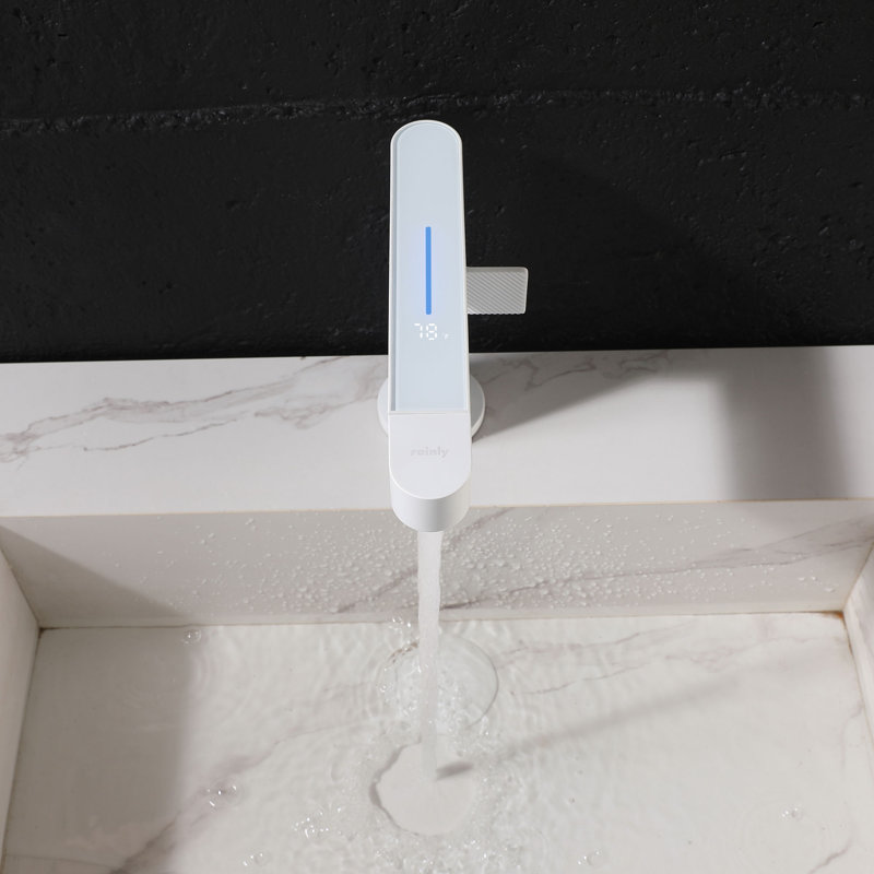 Modern 7.2" Pull-Down Bathroom Faucet with Digital Temperature Display, White
