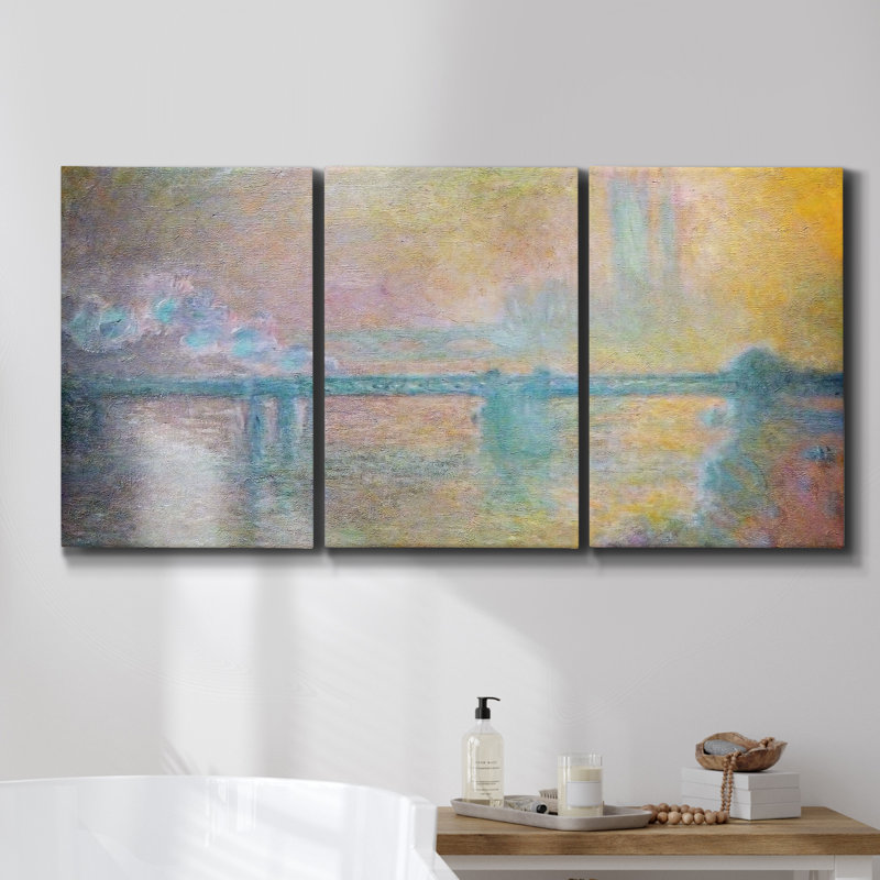 " The Rocky Cliffs Of Étretat " by Monet 3 - Pieces, 27" H x 54" W x 2" D