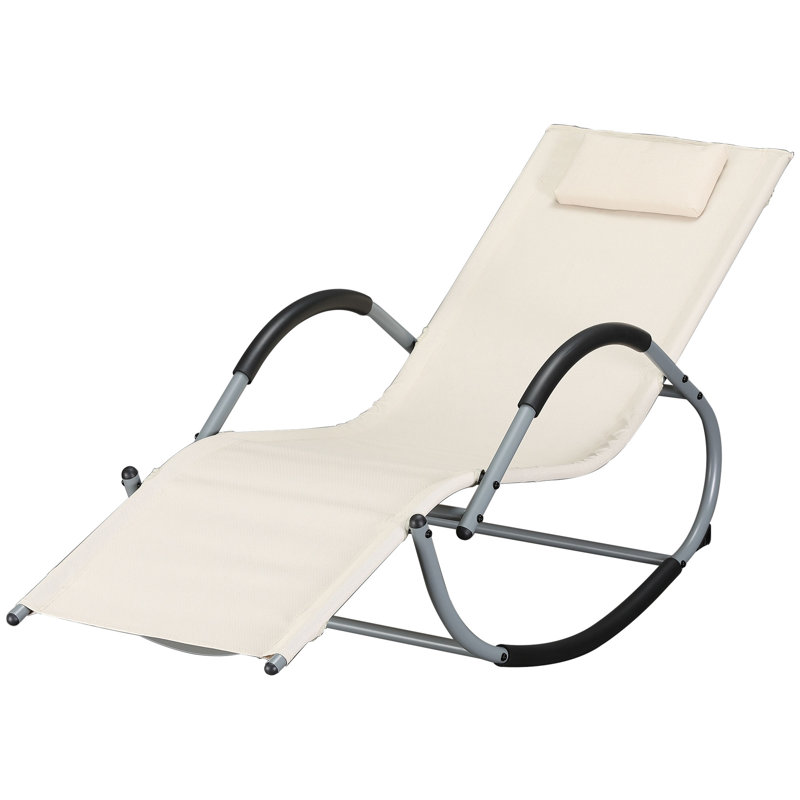 Dashia Outdoor Metal Chaise Lounge, Beige, Gray/Black