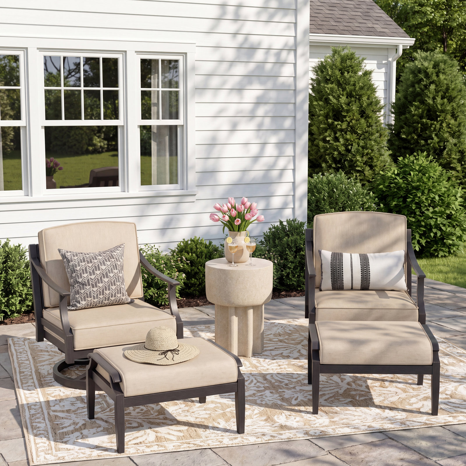 Tamarin Sunbrella® Swivel Patio Lounge Chair
