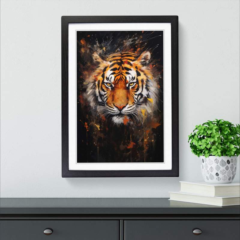 Tiger Abstract No.2 - Framed Print, Black , 34cm H x 25cm W x 2cm D