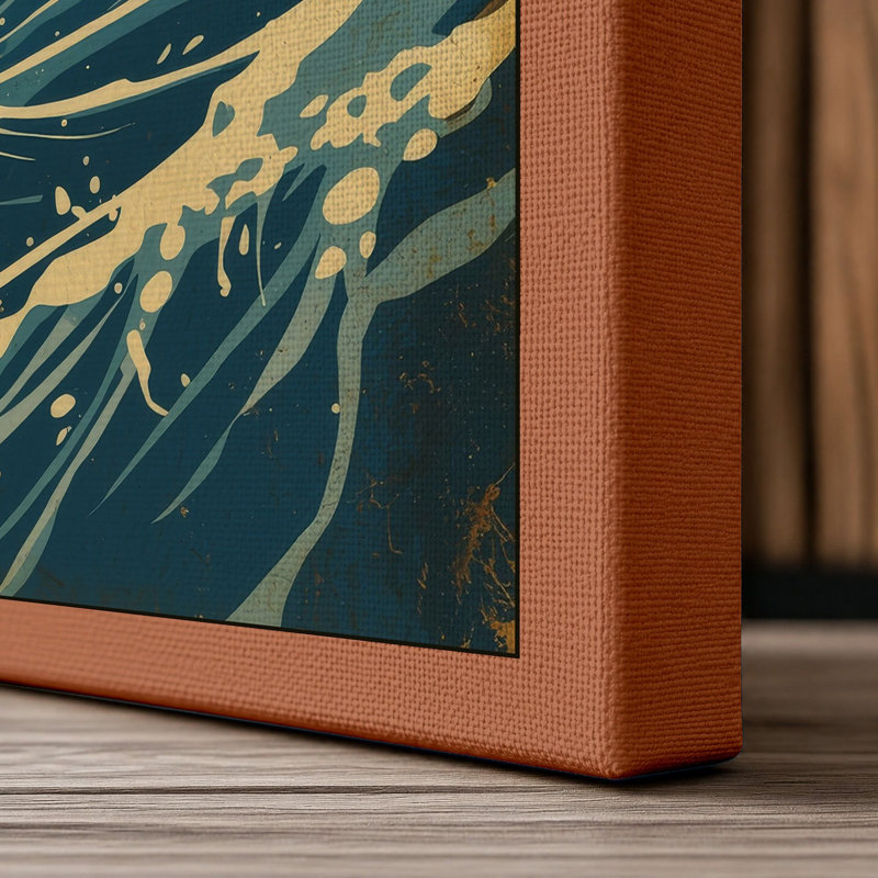 Waves in Motion Coastal - Wrapped Canvas, 24x16 - 61.0 x 40.6 cm, Terracotta Border
