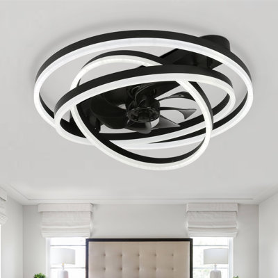Hagensee 24" DIY Shade Reversible LED Ceiling Fan with Dimmable Light and APP Remote Control