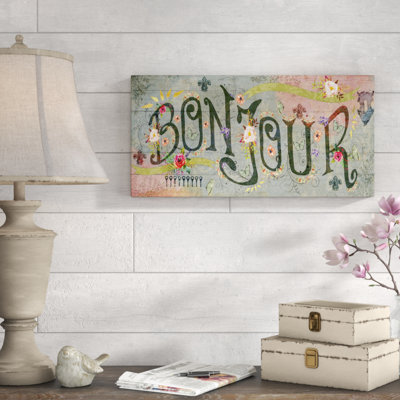 « bonjour », art textuel sur toile tendue