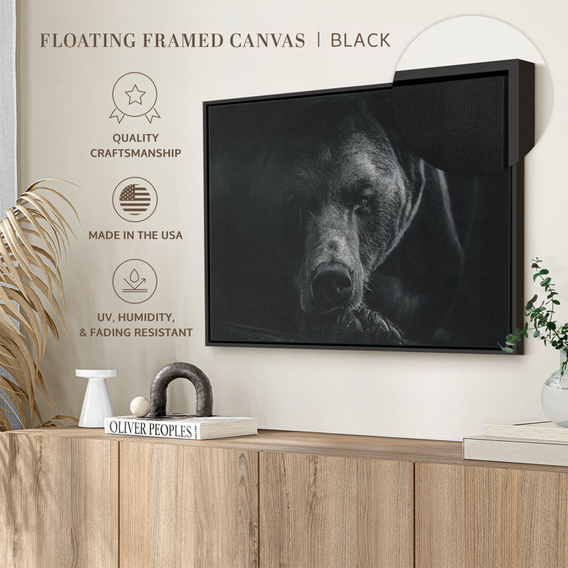 Impression sur toile monochrome avec ours brun, H 13 po x l 19 po