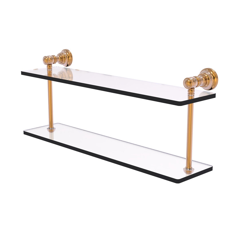 Freyja 2 Piece Glass Tiered Shelf, Brushed Bronze, 5.6" H x 22" W x 9.2" D