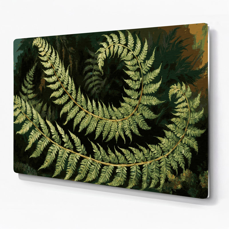 Art mural en métal botanique vert fougère Osmunda, H 16 po x l 20 po