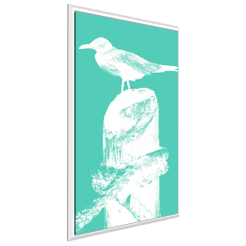 «Percher Seabird II», reproduction de peinture acrylique, H 33,5 po x l 21,5 po x P 2 po, Cadre flottant blanc