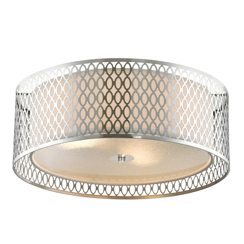 Plafonnier encastré 17 po - 3 lumières, nickel satiné, design minimaliste moderne, éclairage de plafond pour couloir, chambre à coucher, cuisine