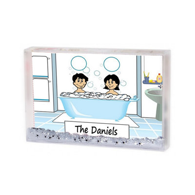 Personalized Tub Time, Couple Only MINI Snow Globe Frame Gift
