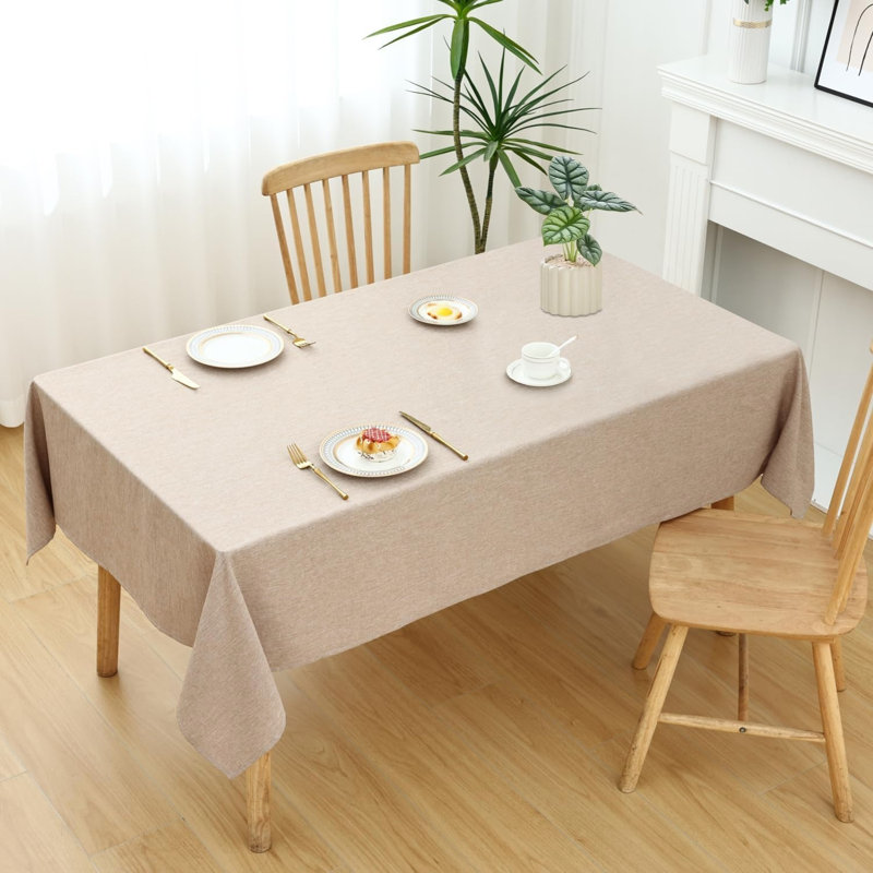 Linen Table Cloth Wipe Clean 140x300 cm, Wipeable Water Resistant Rectangular Tablecloth, Linen