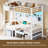 Twin Over Twin Bunk Bed With Led Lights And Charging Station Convertible Loft Bed Twin Size With Desk And Seat Metal Bunk Bed With Desk & Safety Guard And Stair(cushion Not Included)-1712113264