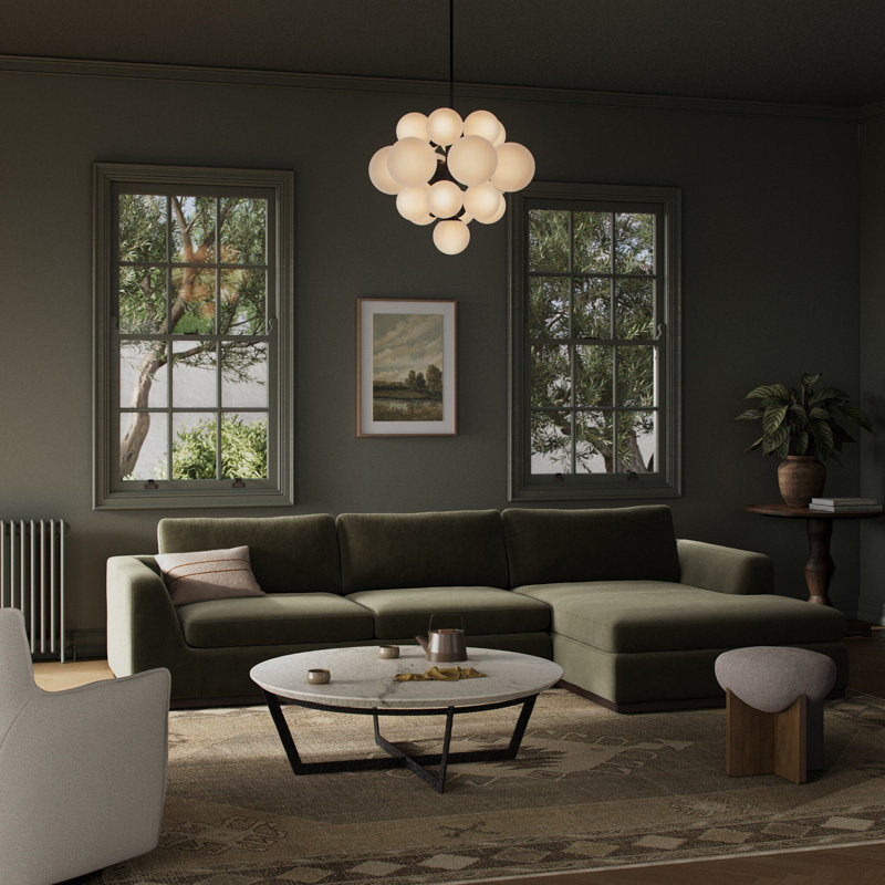 Canapé modulaire 2 pièces Colt, Mélange de coton olive, Right Hand Facing