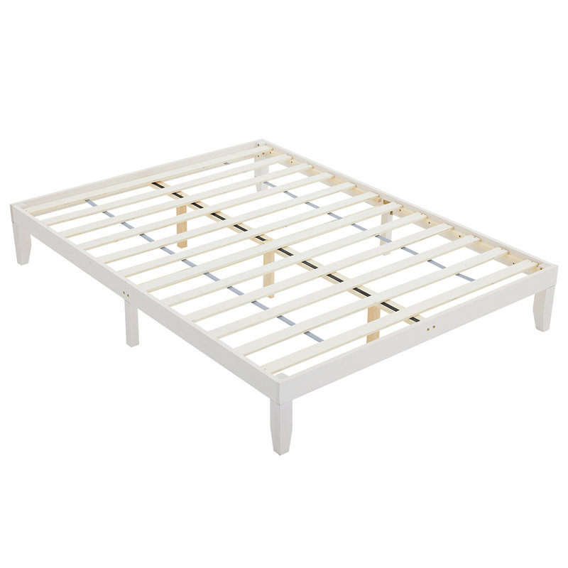 Basic Wooden Bed Frame, White, Full / Double