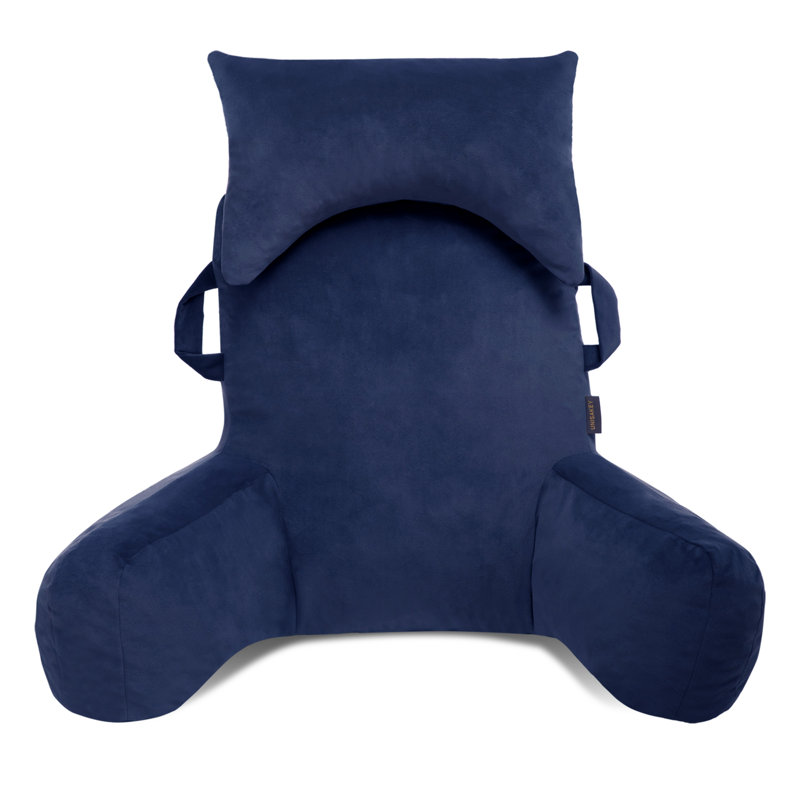 Comfy High Backrest Pillow Arm Pillow With Head Rest & Pockets, Blue