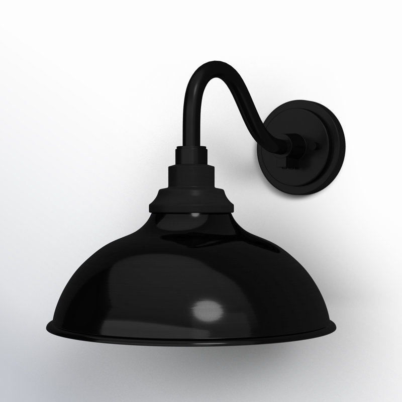 Black 1-Bulb 11.25"H Outdoor Barn Light, Black