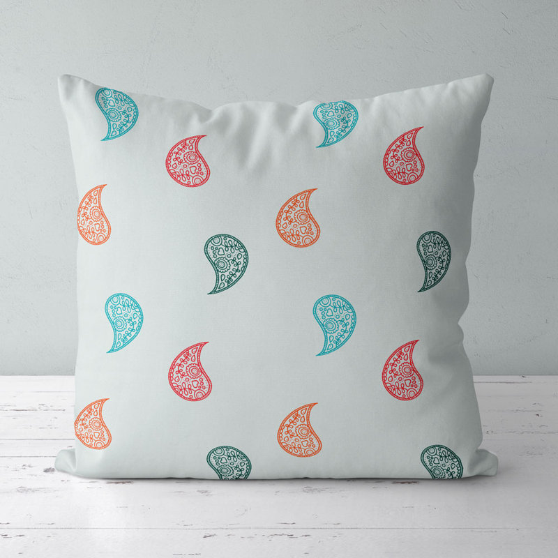 Housse de coussin carrée Masala/insert, Bleu/rouge/blanc