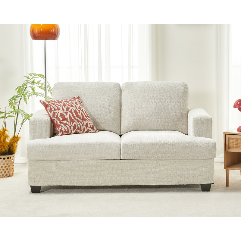 Causeuse rembourrée Belosic, Chenille beige
