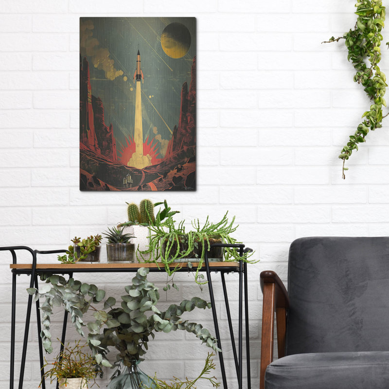 Art mural en métal «Vintage Space 2» par Momart, H 16 po x l 12 po
