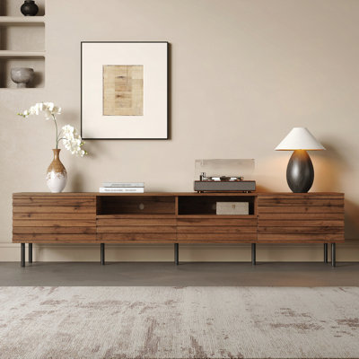 78 Inch Modern TV Stand, Fits Tvs Up To 85" Iron Legs Entertainment Center With Closed Storage Cable Management For Living Room