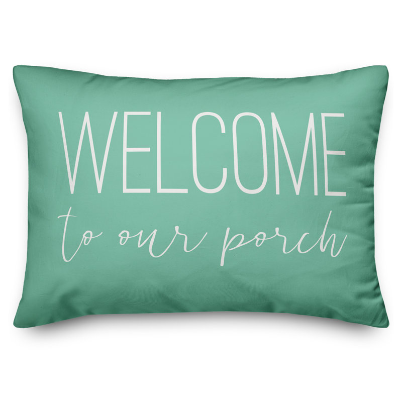 Coussin lombaire intérieur / extérieur Welcome to Our Porch, Vert menthe