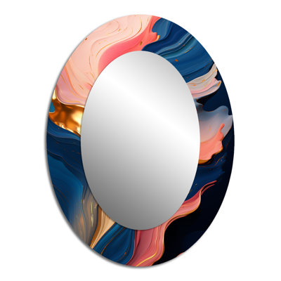 Miroir mural rose et or