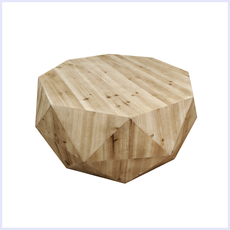 38"Three-dimensional Embossed Pattern Design American Retro Style Coffee Table, Natural, Natural