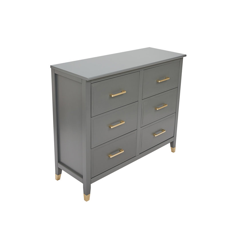 6 Drawer 105Cm W Double Dresser, Grey