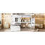Lit simple mezzanine avec rangement, bureau et escalier d'aspect blanc avec tablettes-1577083092
