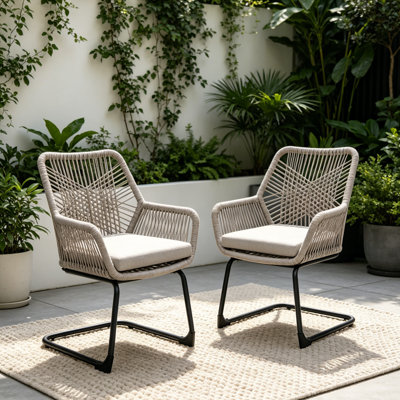 Outdoor Armchair With Spring Support – Comfortable PE Rattan Patio Seating With Cushions, Weather-Resistant For Balcony, Garden & Backyard